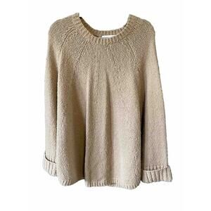 Michael Kors Sweater Womens Size S/M Relaxed Fit Cape Poncho Knit Oversized Tan